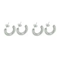 thumbnail image 2 of Transemion Women Earrings Exquisite Jewelry Adornment Rounded Ladies Piercing Ear Hoops Ears Studs Fashion Decor Accessory Silver 2Set, 2 of 6