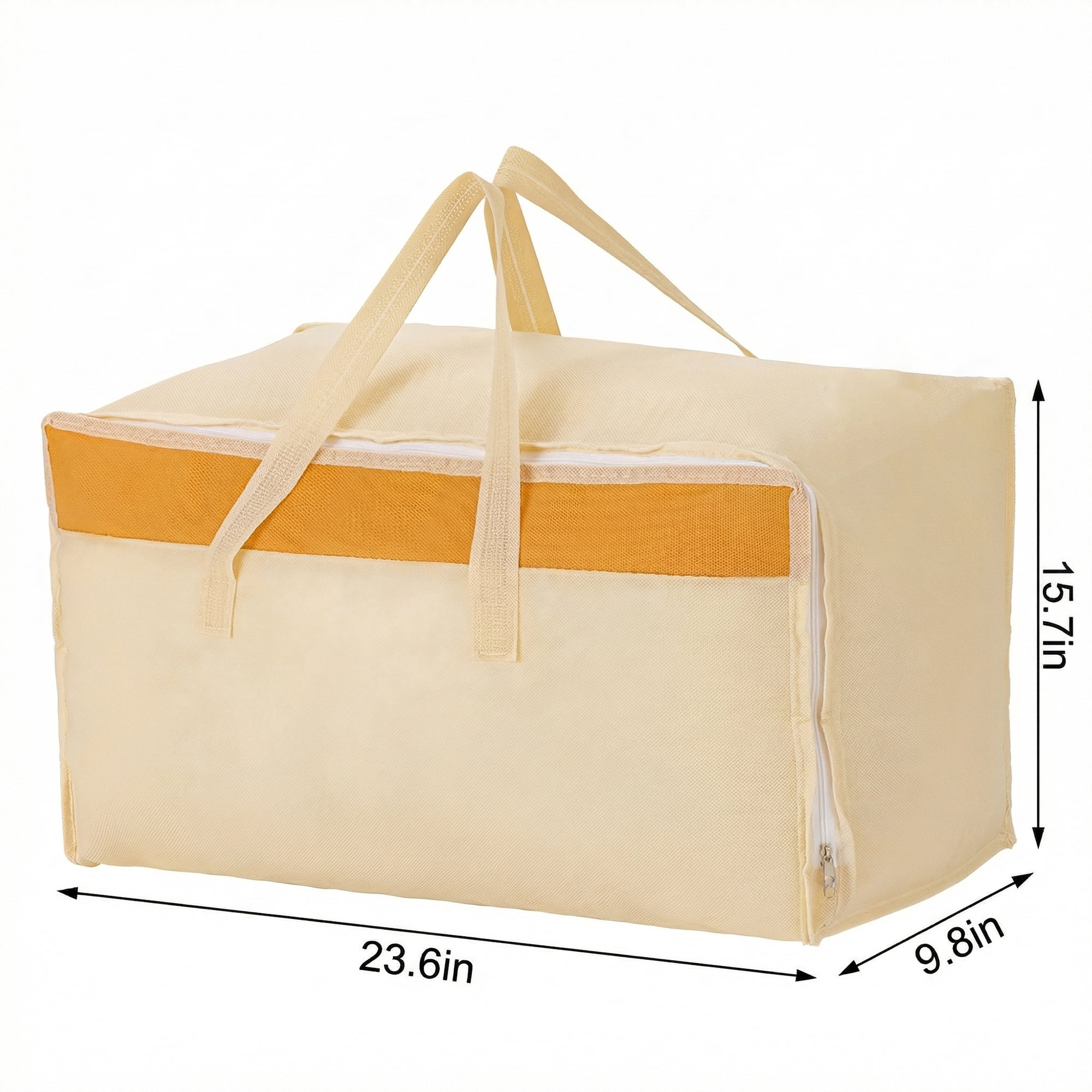 Unique Bargains Foldable Storage Bags for Taking in Clothes Beige 23.6"x15.7"x9.8