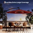 thumbnail image 6 of HELLONE 10FT Solar Lights Cantilever Umbrella outdoor patio, Offset Patio Umbrella with Easy Lift & Tilt Adjustment, UV Protection Fade Resistant for Deck, Pool, Garden, Burgundy, 6 of 8