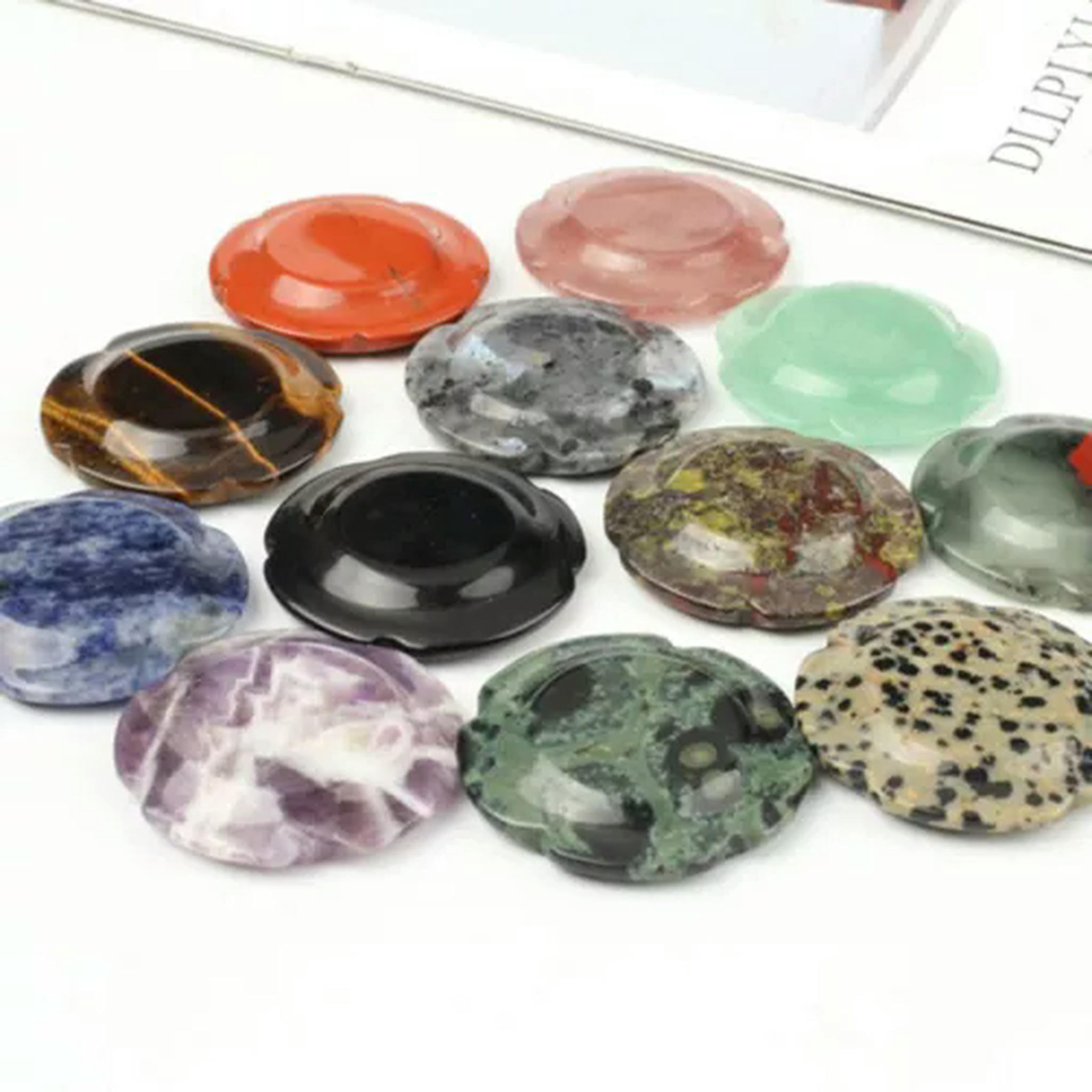 EOEMY Natural Plum Blossom Flowers Thumbstone Decompression Worrystone Healing Gift-10Pcs-Dragon Bloodstone