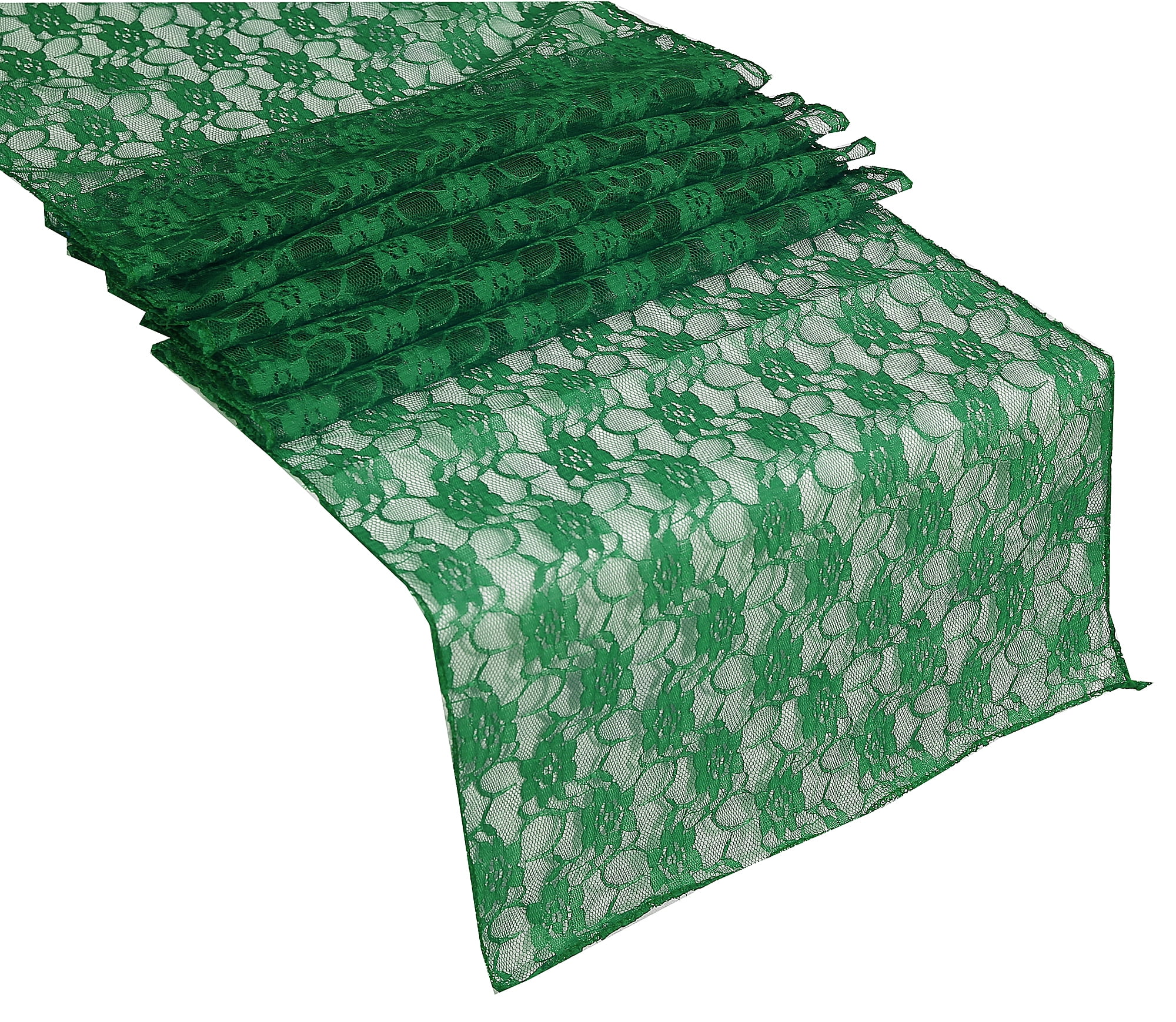 MDS Pack of 10 Wedding 12 x 108 inch Lace Table Runner for Wedding