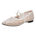 thumbnail image 2 of Women's Spring Ballet Style Flat Shoes Open Toe Pointed Toe Lace Up With Ankle Strap Soft Sole Comfortable Elegant Casual Footwear For Daily Wear Gold 37, 2 of 6