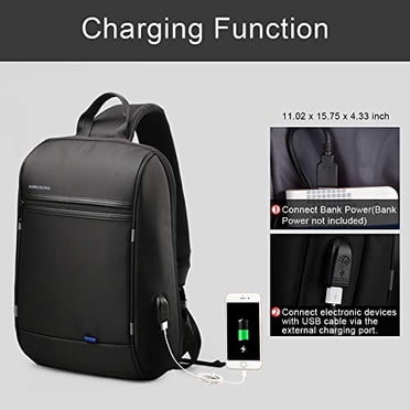 Slim Anti-Theft Laptop Sling Backpack - 13inch USB Charging Port Waterproof Shoulder Bag