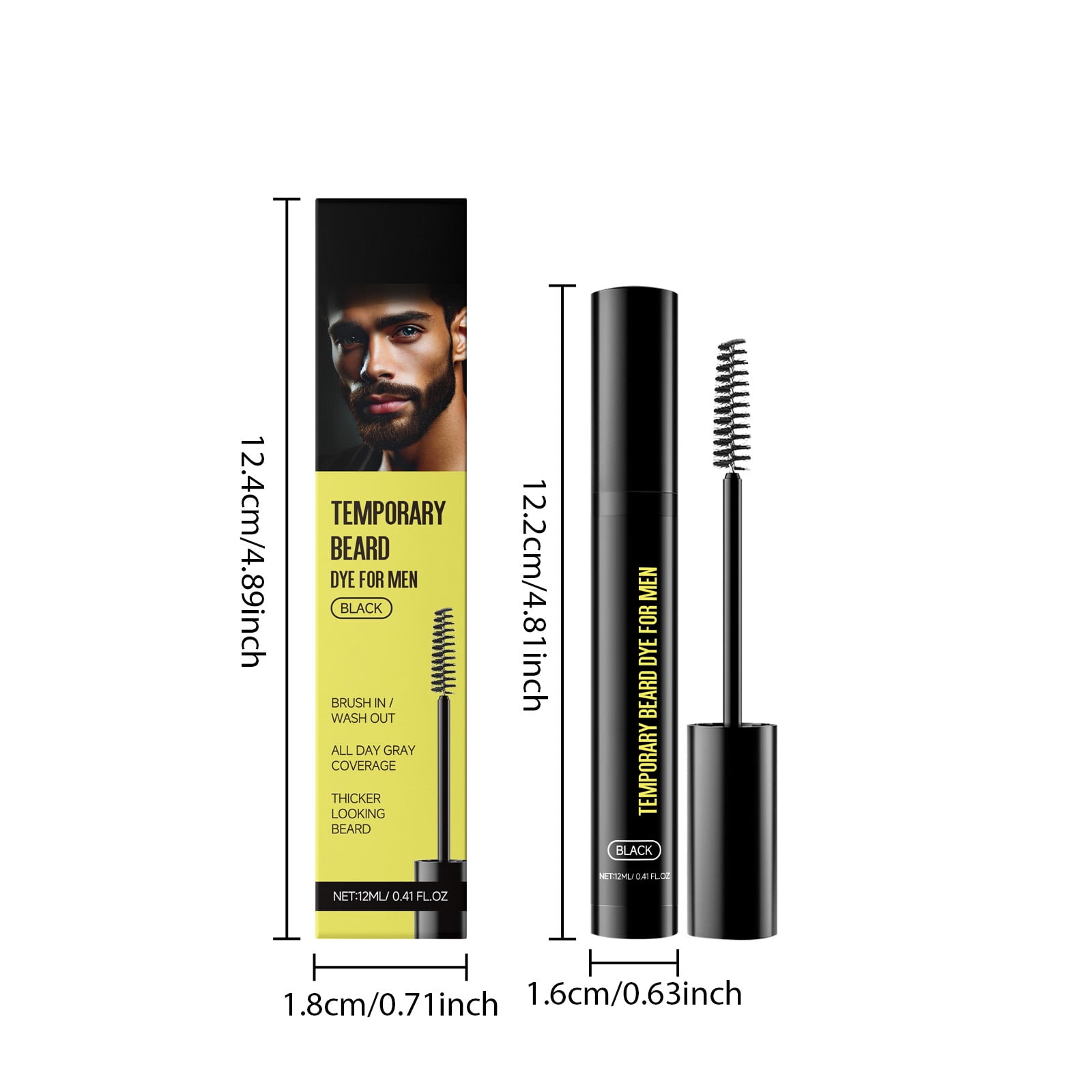 Alvantor Beard Dye Temporary Color For Beard And Eyebrows Black 0.41 Fl Oz