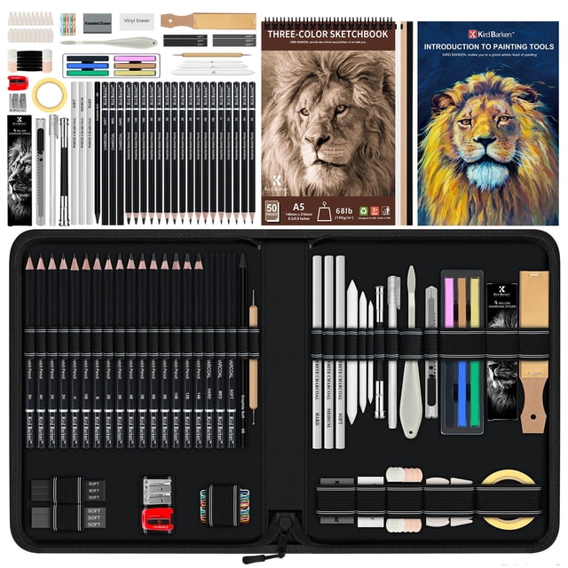 Set de dibujo Kird Barken profesional de 112 piezas con funda