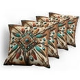 thumbnail image 5 of Ambesonne Rustic Throw Pillow Cover 4 Pack, Southwestern Square Feathers, 18", Turquoise Cocoa and Redbrown, 5 of 7