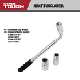 thumbnail image 3 of Hyper Tough Heavy Duty Extendable Lug Wrench, 15 to 22-inch Tire Iron, Chrome, 3 of 10