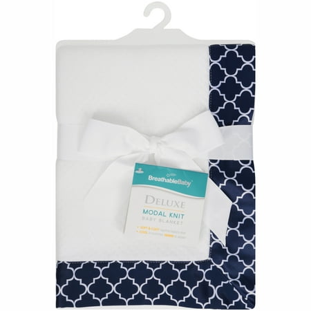 BreathableBaby® Deluxe Modal Knit Baby Blanket- Navy ...