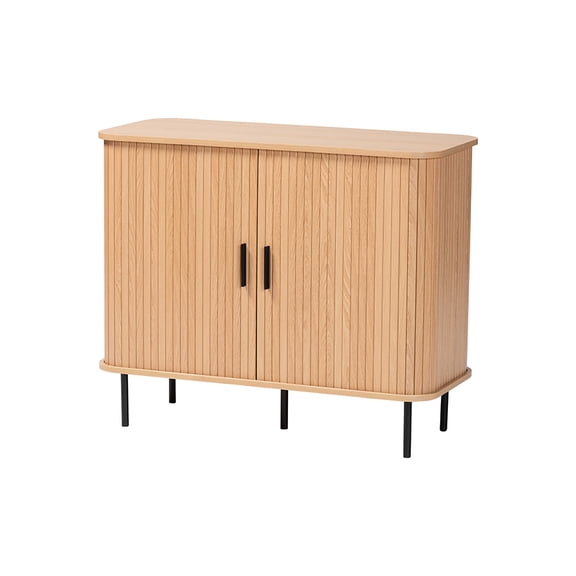 Baxton Studio Lucia Fluted Light Oak Wood Storage Cabinet