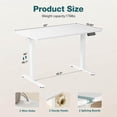 thumbnail image 6 of Electric Standing Desk with Adjustable Height, Home Office Desks with Control Panel, 2 Side Hooks and Wiring Holes, Stand up Desk for Reading, Gaming, Studying and Working, 62'' x 23", White, 6 of 6