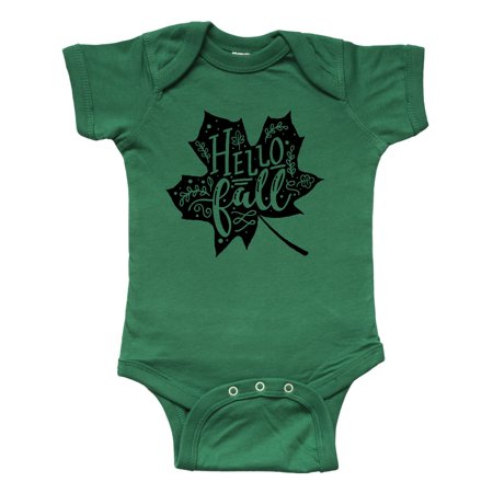 

Inktastic Hello Fall Black Leaf Silhouette with Laurels Gift Baby Boy or Baby Girl Bodysuit