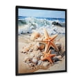 thumbnail image 2 of Designart "Starfish on the Sandy Beach I" Coastal Framed Wall Art - Coastal Yellow Coastal Tropical Entryway Framed Wall Art, 2 of 6