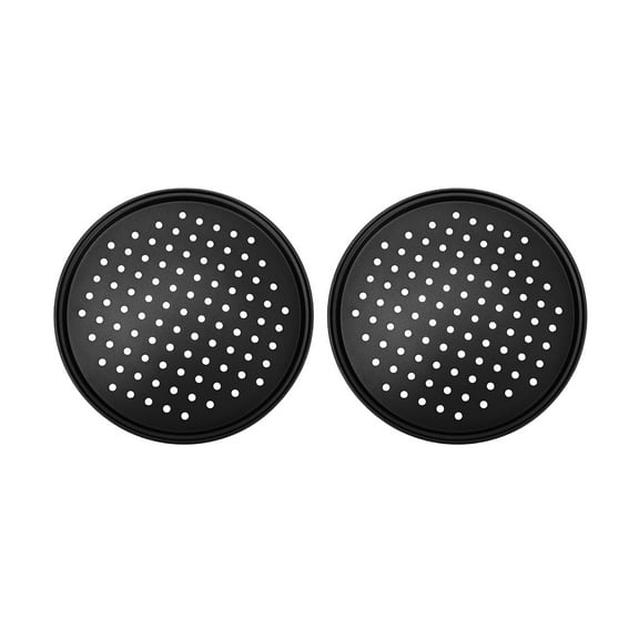 Rollbacks & More 2 Pack 11 Inch Personal Perforated Pizza Pans Carbon Steel with Nonstick Coating Easy to Clean Baking Tray