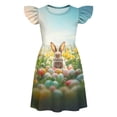thumbnail image 4 of Cute Easter-print Dress With Small Flying Sleeves For Children Aged 3-10 In Summer, 4 of 9
