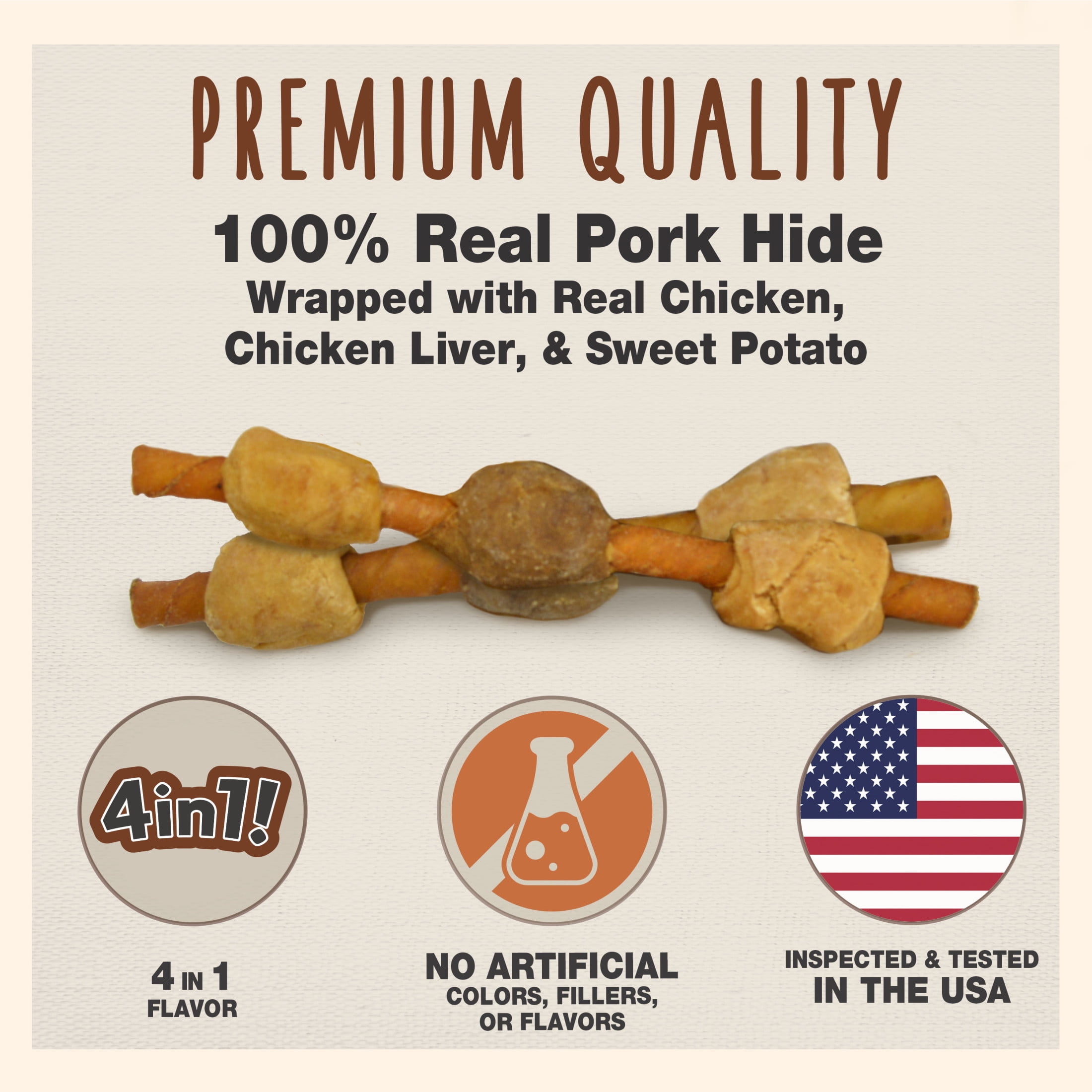 Cadet Gourmet Shish Kabob Dog Treats for Small Dogs, Chicken & Sweet Potato Dog Chews, 5 Inch, 24 Ounce