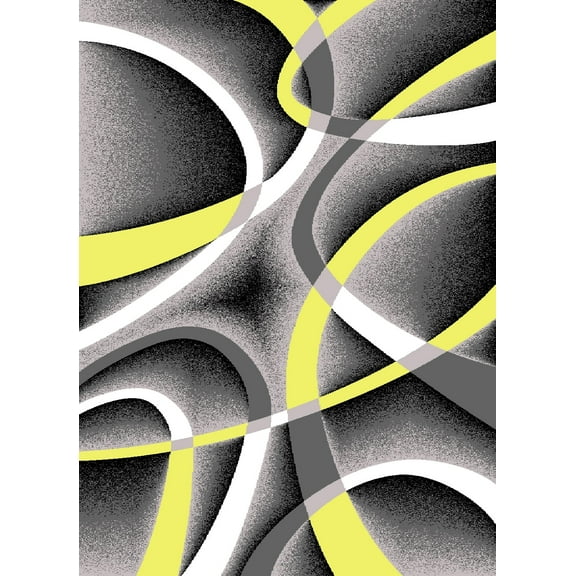 Premium 3D Hand Carved Modern Contemporary Abstract 5X8 5x7 Rug 2305 Yellow