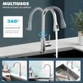 thumbnail image 3 of Llaves para Fregadero de Cocina, Grifo de Cocina Extraíble, Llave de Agua para Tarja, Monomando para Fregadero, con Modelos Calientes y Fríos, Mezcladora para Cocina,Plata, 3 of 5