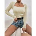 thumbnail image 2 of HAiming Sweaters for Women Solid Color Long Sleeve Round Neck Slim Base Shirts Casual Knit Pullover Tops Clothes, 2 of 4