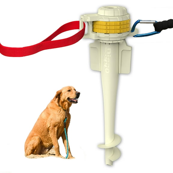 Dog Stake Beach Anchor - Dog Beach Essentials for All Dog Sizes - Unique 360° Head Rotating Combination Beach Lock System, Heavy Duty Tie Out Stake, Umbrella Sand Anchor, Designed for The Beach