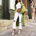 thumbnail image 4 of MKLEKYY Fall Jackets for Women Women Woolen Jacket Long Sleeve Solid Color Loose Woolen Cardigan Overcoat with Pocket Coat, 4 of 8