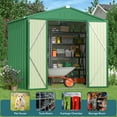 thumbnail image 4 of Storage Shed, Lofka 6x4 Ft Sheds & Outdoor Storage, Lockable Metal Garden Shed, Tool Shed Tiny House Vertical Outside Storage Building for Backyard, Lawn, Patio, Bike, Green, 4 of 8