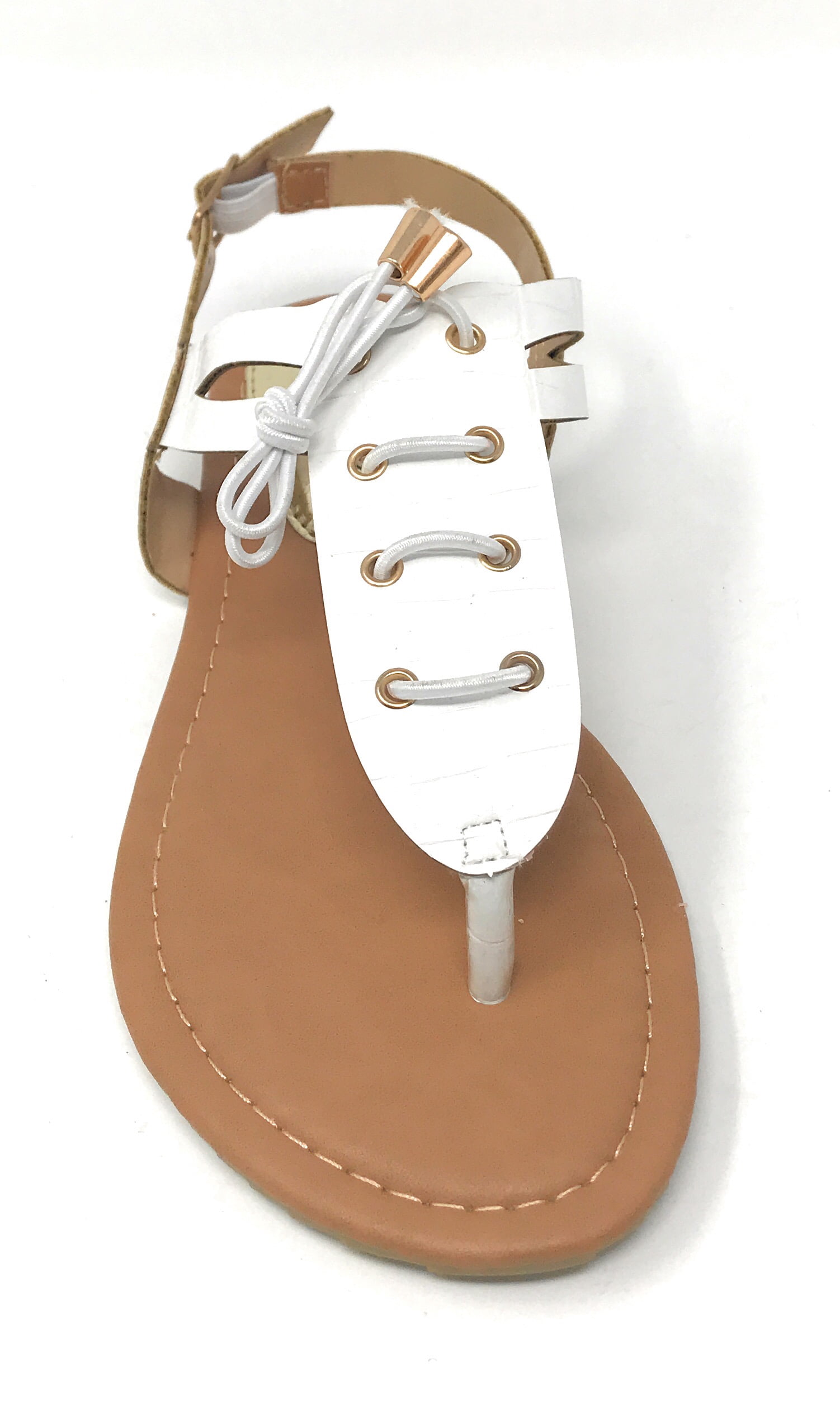Victoria K Women's Laceup Faux Snake Skin With Side Buckle Sandals