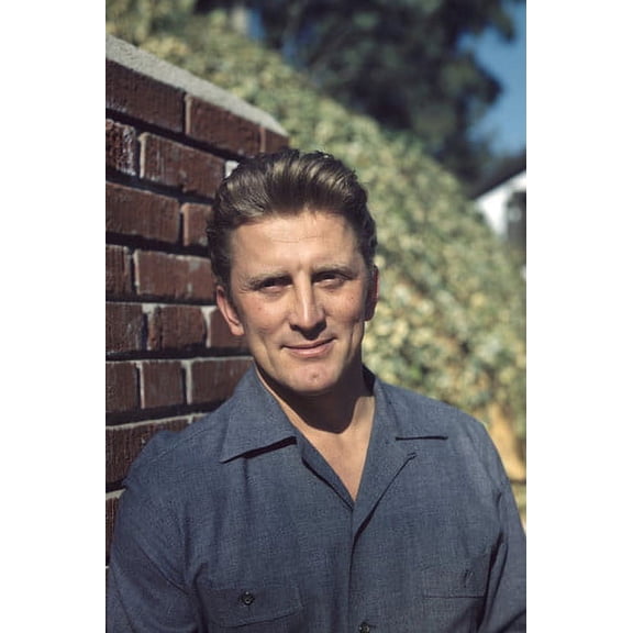 Kirk Douglas handsome portrait near brick wall blue shirt 24x36 Poster