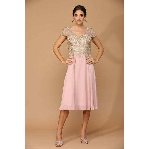Women's Eva USA 5217 Short Formal Mother Of Groom Dress Dusty Rose Pink S