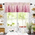 thumbnail image 3 of Pink Christmas Tree Valances for Windows Xmas Pine Tree Gold Winter Snowflakes Rod Pocket Curtain Valance Window Treatment Short Curtains for Kitchen Living Room, 42"x12", 3 of 5