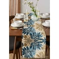 thumbnail image 4 of Blue Brown Palm Leaf Table Runner 72 Inches, Retro Summer Botanical Bed Runner Dresser Scarves Tabletop for Indoor Outdoor Parties/Ceremony/Banquet, 14" x 72", 4 of 8