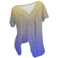 thumbnail image 5 of Summer Savings Clearance! cocolona Womens Summer Plus Size Tops Fashion Casual Gradient Color Print V Neck Short Sleeve Ruched Shirts Loose Tees Blouse on Clearance, 5 of 5