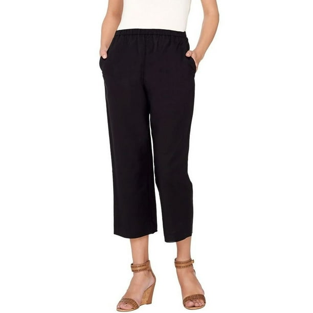 Brand Susan Graver Linen Blend Wide Leg Crop Pants Brand Susan Graver Linen Blend Wide Leg Crop Pants
