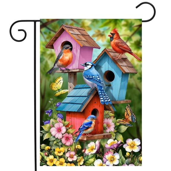 Briarwood Lane Spring Garden Flag 12x18 For Outdoor Spring Celebration Birdhouses For Spring Garden Flag Flags For Outside