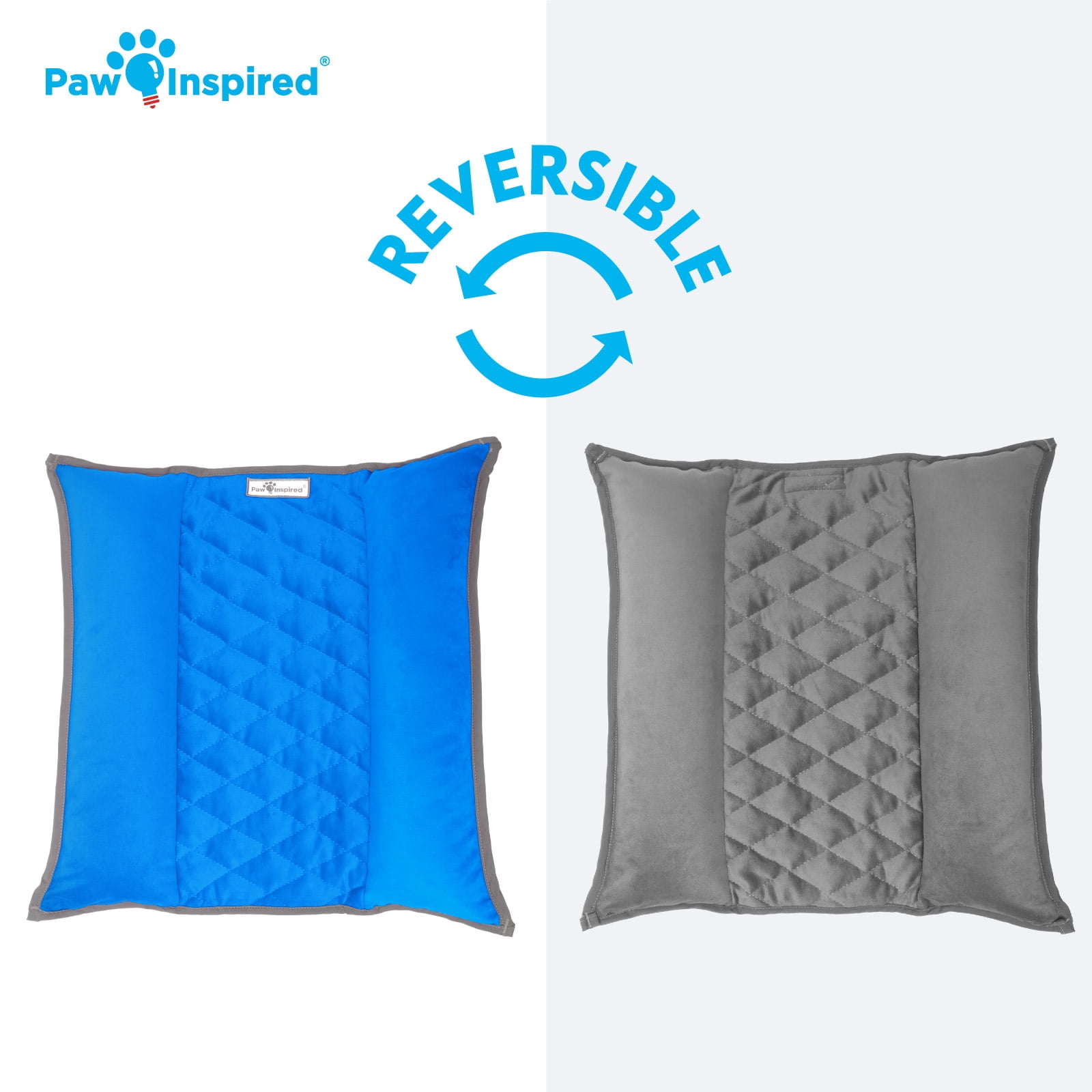 Paw Inspired 17x17" Snuggle Bunny Bed for Rabbits, Cat and Other Small Pets and Animals | Reversible Fleece Bedding with Padded Sides (Gray/Blue)