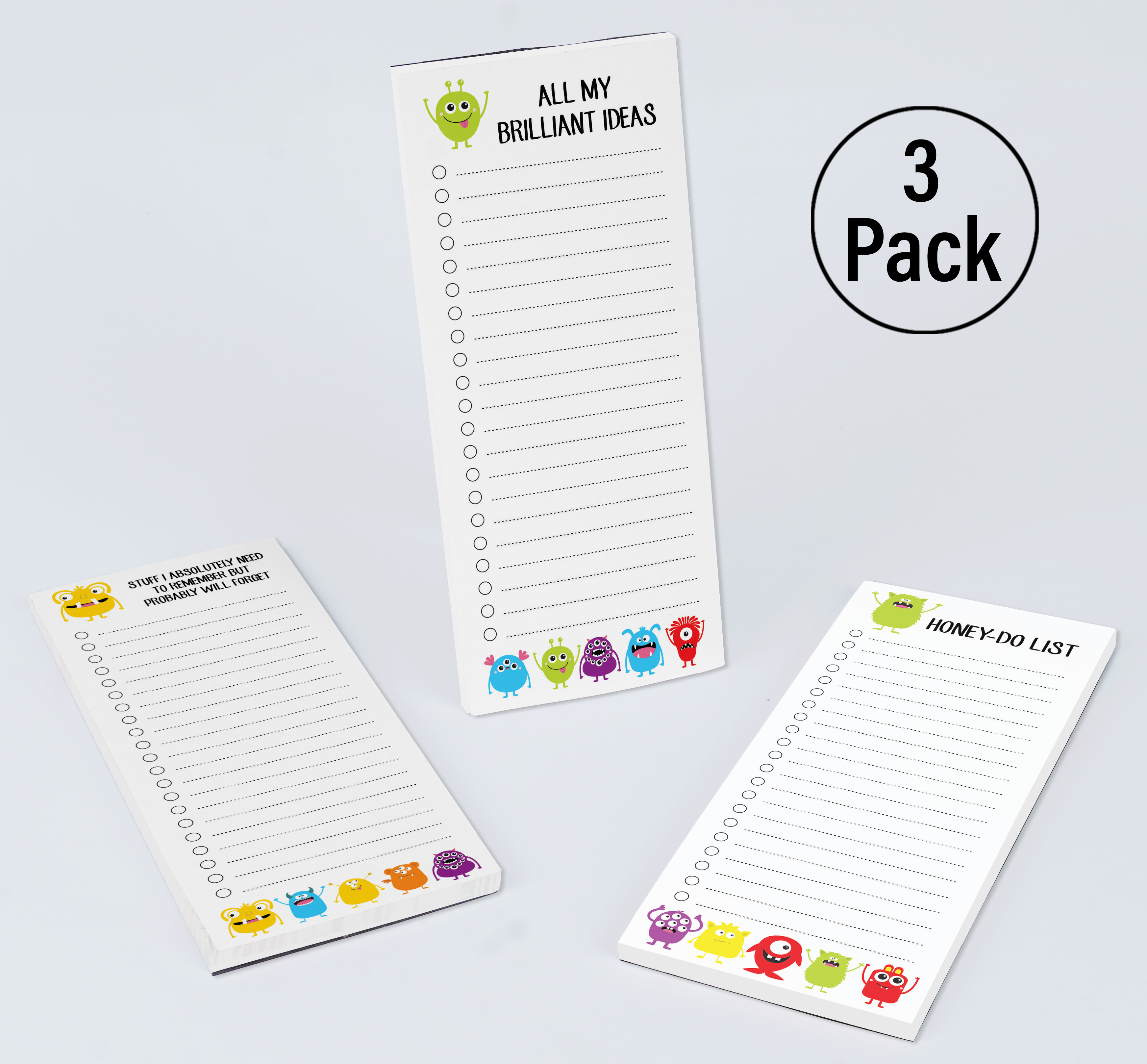 Inkdotpot Pack of 3 Magnetic Fridge To-Do List Notepads- Magnetic Memo Pads For Refrigerator-(50 Sheets Each)-Q8