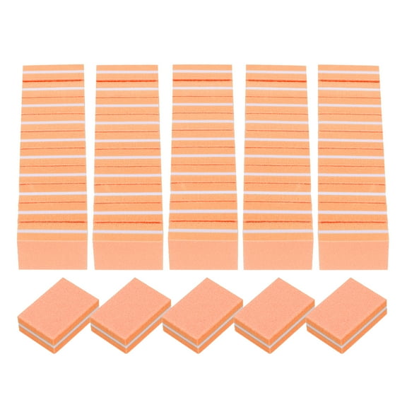 Uxcell 50pcs Nail Buffers 100/180 Grit Mini Nail Sanding Blocks Set Orange