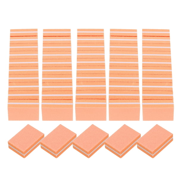 Uxcell 50pcs Bloques de Lijado para Uñas 100/180 Grit Mini Set de Pulido Naranja