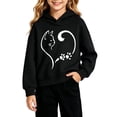 thumbnail image 5 of Spazoro Girls Pullover Hoodie with Pockets, Cat Heart Graphic Print Relaxed Fit Soft Hooded Neck Long Sleeve Trendy Casual Sweatshirt for Kids Black Size 3-4T, 5 of 5
