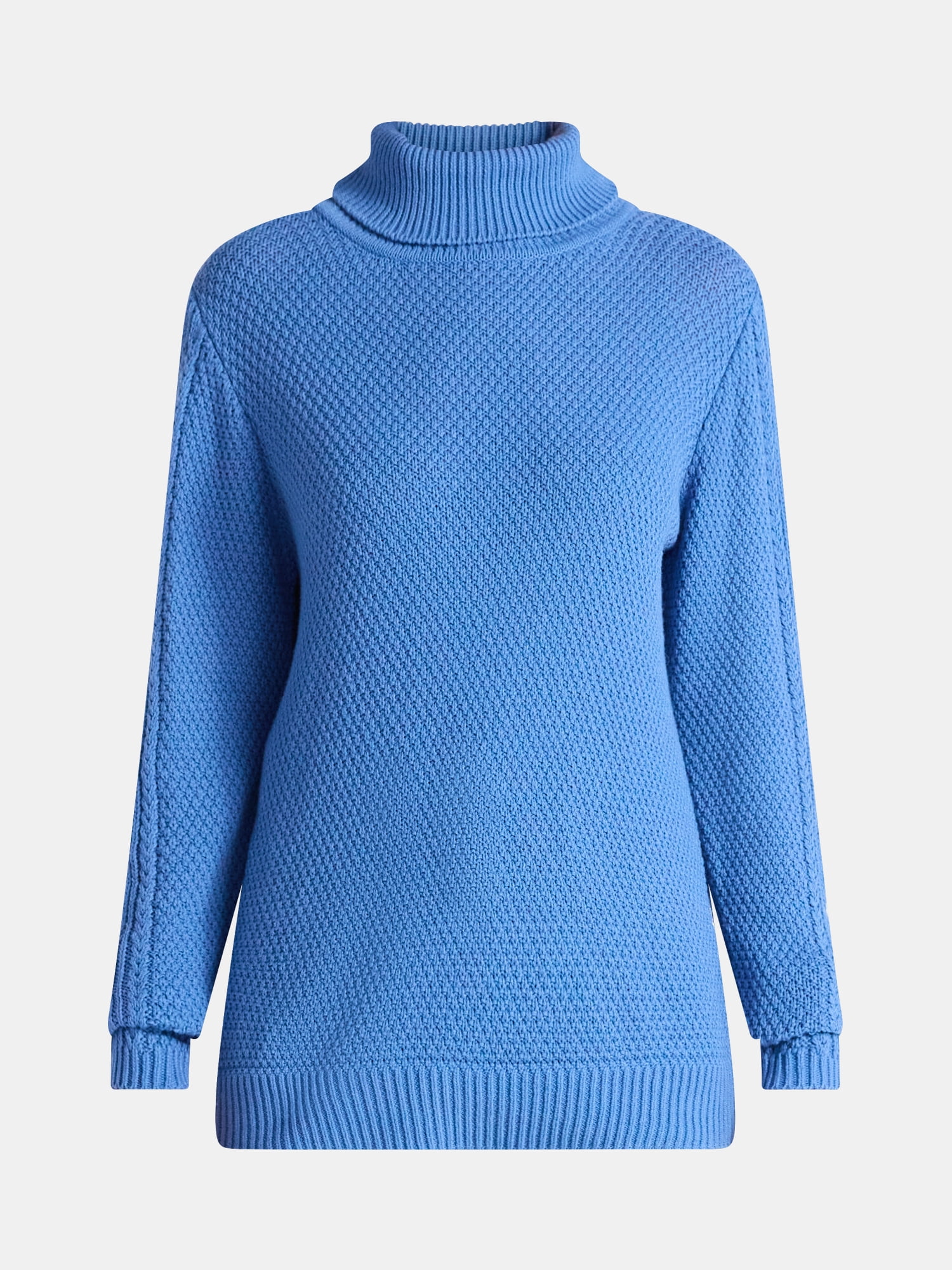 Time and Tru Women’s and Women’s Plus Turtleneck Sweater with Cable Sleeves, Midweight, Sizes XS-4X