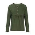 thumbnail image 4 of Blmnix Loose Fitting Tops for Women Green Blouse Henley Long Sleeve Tunic Solid Flowy Women's Tops, 4 of 6