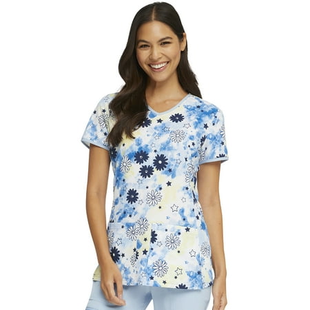 

Heartsoul Break On Through Scrubs Top For Women V-Neck Print Plus Size HS878 3XL Daisy Spirit