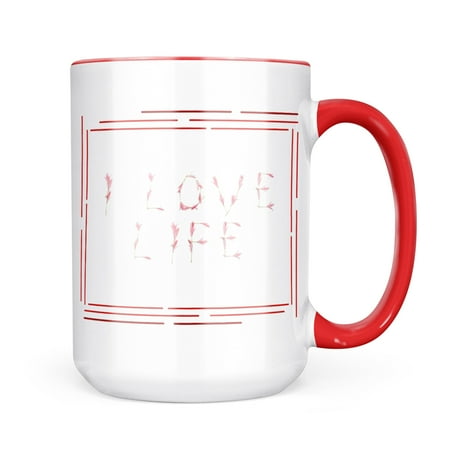 

Neonblond I Love Life Pink Flamingo Flowers Mug gift for Coffee Tea lovers