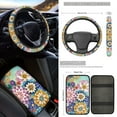 thumbnail image 3 of Jeiento Dahlia 17 Pieces Car Accessories Sets, Car Front Rear Seat Cover with Floor Mats Steering Wheel Cover Seatbelt Pads Center Console Covers Flower Coaster Keychain, 3 of 8