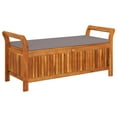 thumbnail image 1 of vidaXL Outdoor Storage Bench Patio Deck Box with Cushion Solid Wood Acacia, 1 of 6