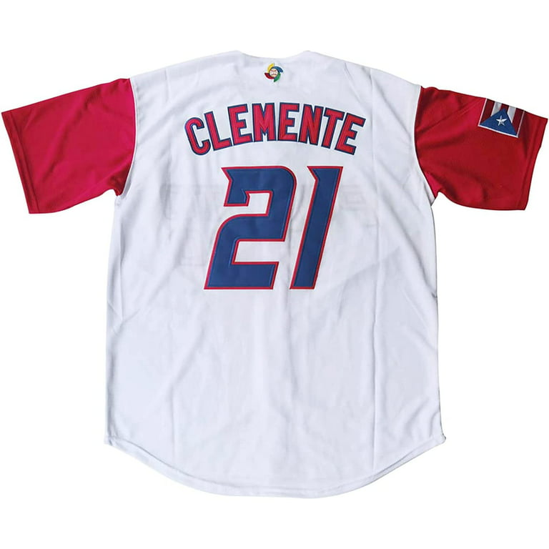 Men's Youth Puerto Rico #21 Clemente Baez #9 Baseball Jersey Stitched World  Classic Button Uniform Costumes 