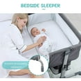 thumbnail image 5 of Newlake 3-in-1 Height Adjustable Baby Bassinet & Bedside Sleeper for Newborns, Grey, 5 of 7