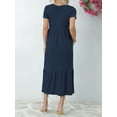 thumbnail image 3 of SIEANE Women's Summer Dress Casual Short Sleeve Crew Neck Dress Tiered Maxi Beach Dress with Pockets, 3 of 6