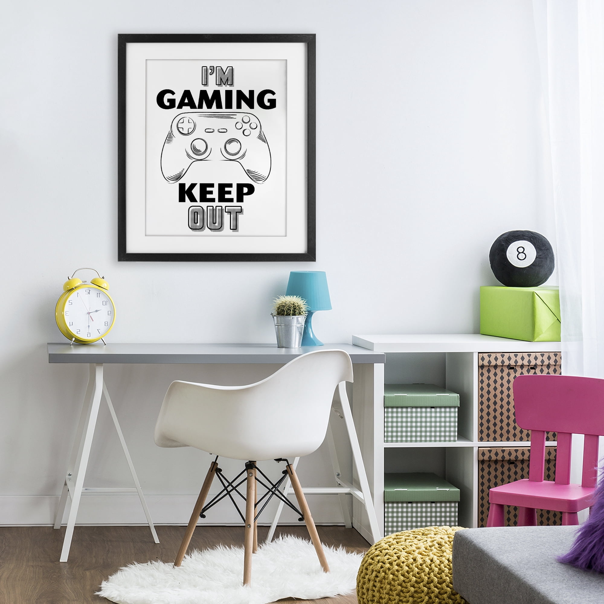 Stupell Industries Gaming Keep Out Black Framed Print Under Glass, design by Marcus Prime