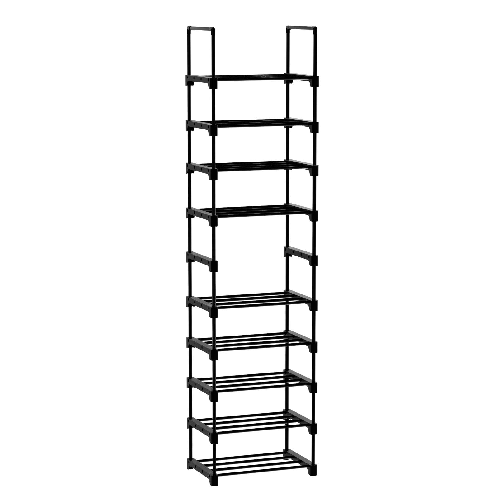 BIGLUFU Shoe Rack, Metal Shoe Organizer with 1 Rows 10 Tiers Metal Shoe