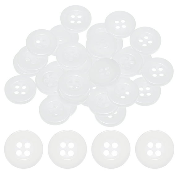 Uxcell Sewing Buttons [50pcs] - 0.5 Inch/ 12.5mm 20L Resin Round Flat 4-Hole Craft Replacement Buttons for Coats & Sewing Clothing & DIY - [White]